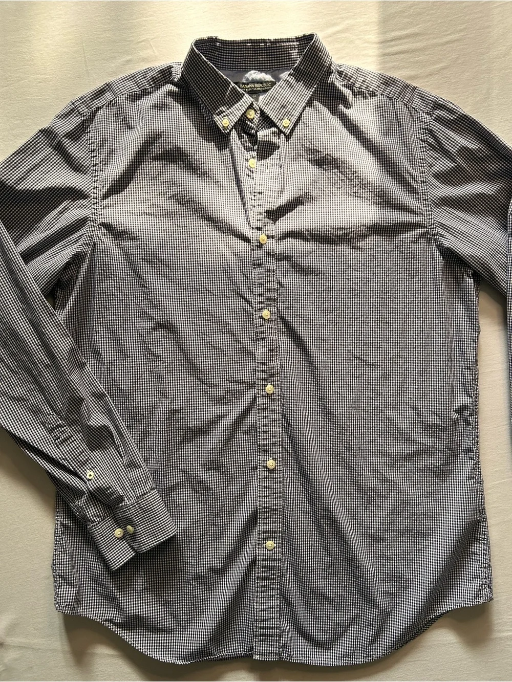 Banana Republic Blue Gingham Soft Wash Slim Fit Shirt XL Tall